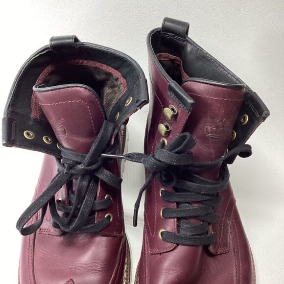 Timberland Maroon Waterproof Mid Cut Street Boots Size 8.5 Men’s - Picture 3 of 16